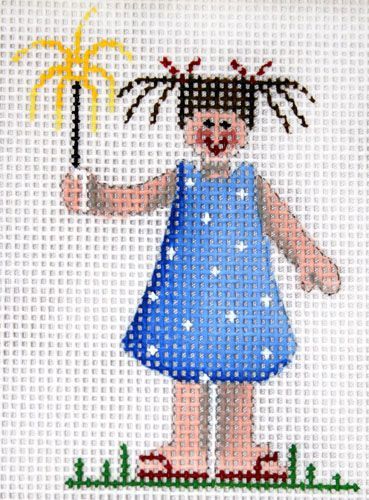 Rebecca Wood Designs Blue Dress Sparklers Needlepoint Canvas