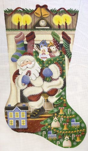 Rebecca Wood Designs Out Of The Fireplace Stocking Needlepoint Canvas - 13M