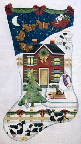 Rebecca Wood Designs Whats Up Stocking Needlepoint Canvas - 13M