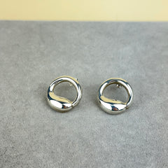 Vintage Sterling Silver Puffy Circle Post Earring