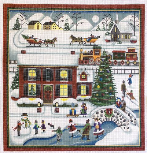 Rebecca Wood Designs The Skating Pond Needlepoint Canvas