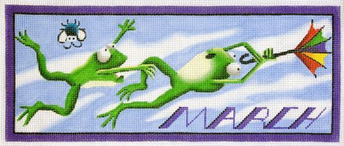 Rebecca Wood Designs March Frogs Needlepoint Canvas