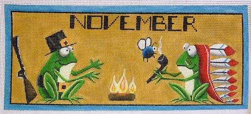 Rebecca Wood Designs November Frogs Needlepoint Canvas