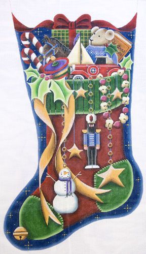 Rebecca Wood Designs A Boys Stocking Needlepoint Canvas - 13M