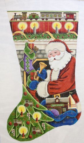 Rebecca Wood Designs Filling Stockings Boy Needlepoint Canvas - 13M