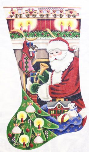 Rebecca Wood Designs Filling Stockings Girl Needlepoint Canvas - 18M