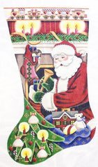 Rebecca Wood Designs Filling Stockings Girl Needlepoint Canvas - 18M