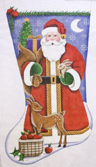 Rebecca Wood Designs Forest Santa Stocking Needlepoint Canvas - 18M