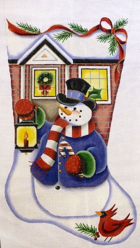 Rebecca Wood Designs Snowman Lantern Needlepoint Canvas