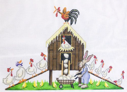 Rebecca Wood Designs Egg Factory Needlepoint Canvas