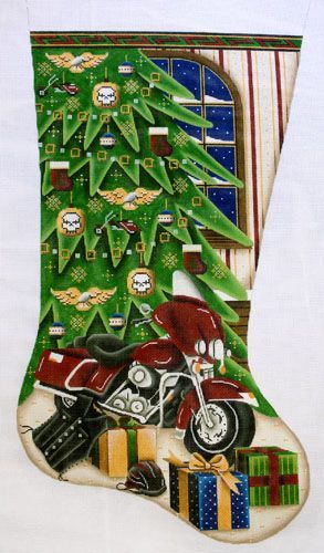 Rebecca Wood Designs Biker Christmas Needlepoint Canvas