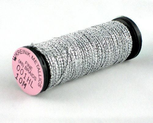 Kreinik Fine Braid #8 - 001HL Silver Hi Lustre