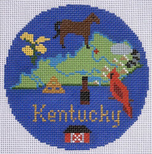 Silver Needle Travel Round Kentucky Ornament Needlepoint Canvas