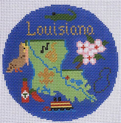 Silver Needle Travel Round Louisiana Ornament Needlepoint Canvas