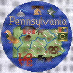 Silver Needle Travel Round Pennsylvania Ornament Needlepoint Canvas