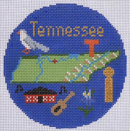 Silver Needle Travel Round Tennessee Ornament Needlepoint Canvas