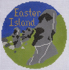 Silver Needle Travel Round Easter Island Ornament Needlepoint Canvas