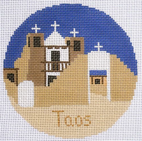 Silver Needle Travel Round Taos Ornament Needlepoint Canvas