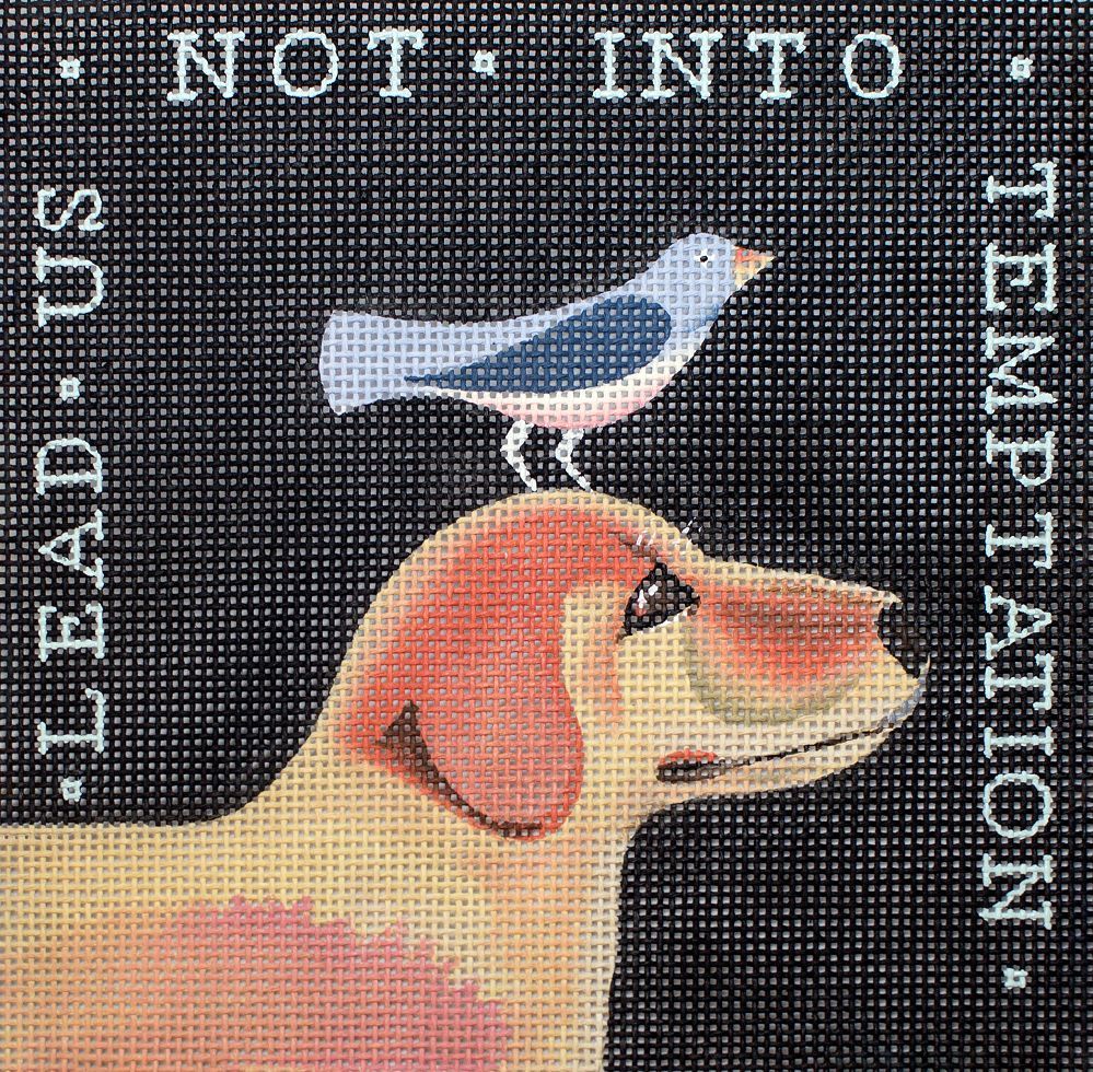 Painted Pony Designs Lead Us Not Dog 13m Needlepoint Canvas