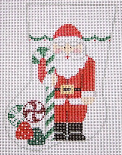 Kathy Schenkel Designs Santa with Candy Mini Stocking Needlepoint Canvas