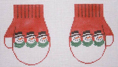 Kathy Schenkel Designs Red Snowman Mittens Needlepoint Canvas