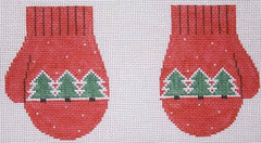 Kathy Schenkel Designs Trees Mittens/Red Needlepoint Canvas