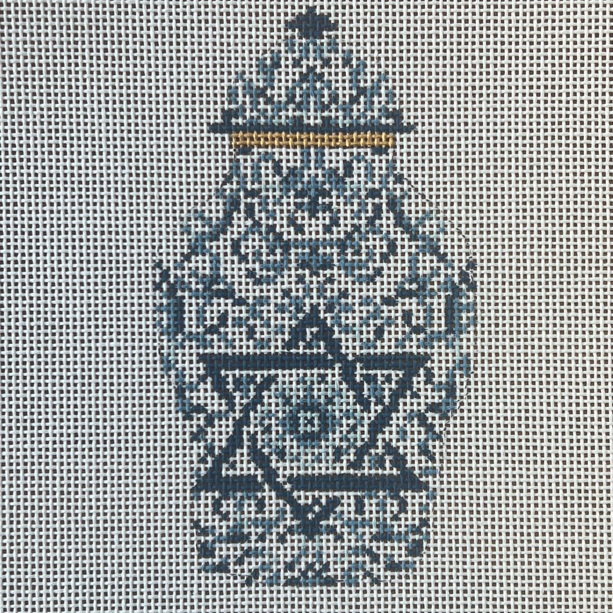 The Gingham Stitchery Kate Woodward Transferware Judaica Ginger Jar Needlepoint Canvas