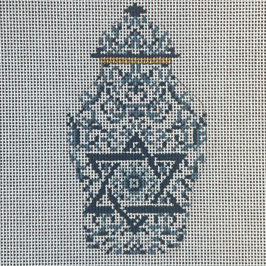 The Gingham Stitchery Kate Woodward Transferware Judaica Ginger Jar Needlepoint Canvas