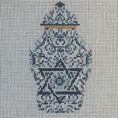 The Gingham Stitchery Kate Woodward Transferware Judaica Ginger Jar Needlepoint Canvas