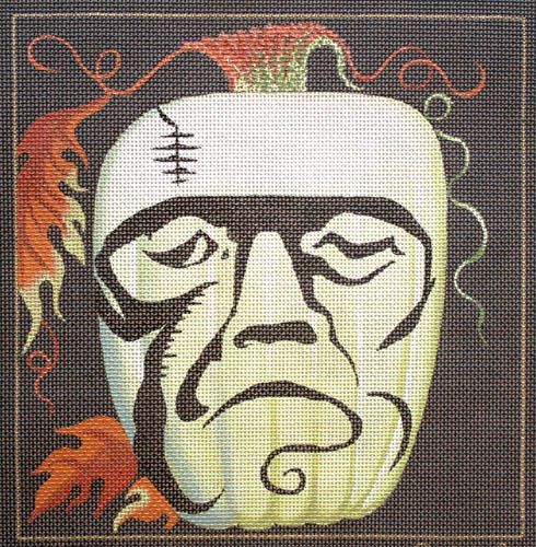 Leigh Designs Franken Pumpkin Needlepoint Canvas