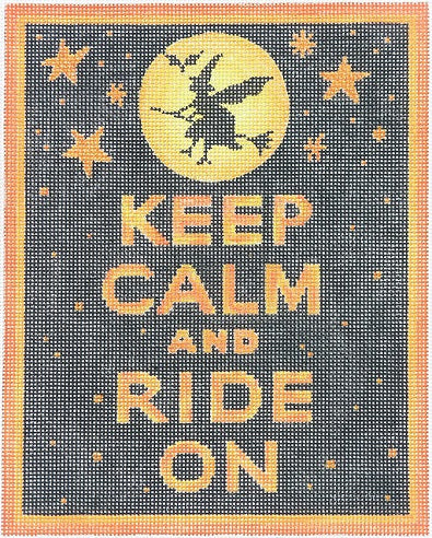 Kate Dickerson Needlepoint Collections Keep Calm Ride on Halloween Needlepoint Canvas