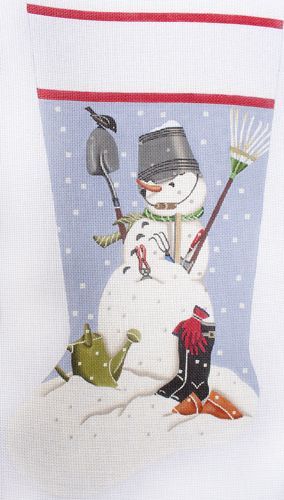 Melissa Shirley Designs Garden Snowman Sock Needlepoint Canvas