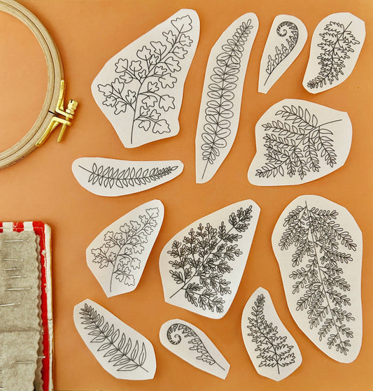M Creative J Ferns Peel Stick and Stitch Botanical Embroidery Patterns