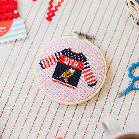 Cotton Clara Craft Kits & Supplies - USA Sweater Beginner Counted Cross Stitch Kit