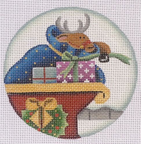 Rebecca Wood Designs Sleigh Reindeer Needlepoint Canvas