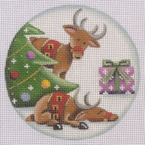 Rebecca Wood Designs Snoozing Reindeer Needlepoint Canvas