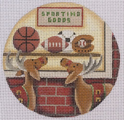 Rebecca Wood Designs Sporting Goods Reindeer Needlepoint Canvas