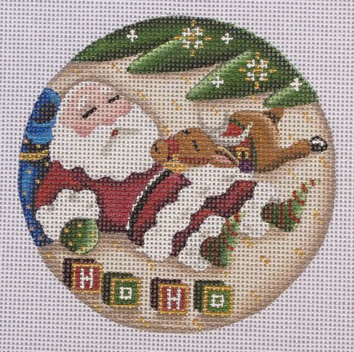 Rebecca Wood Designs Snoozing Santa Needlepoint Canvas