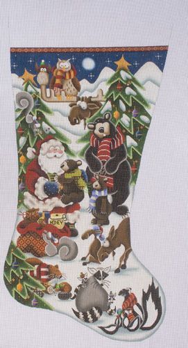 Rebecca Wood Designs Woodland Wishes Stocking Needlepoint Canvas - 18M