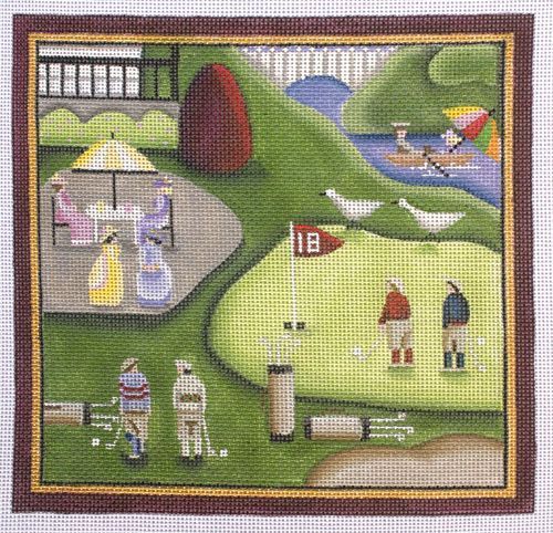 Rebecca Wood Designs Building a Snowman 18m Needlepoint Canvas