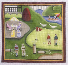 Rebecca Wood Designs Building a Snowman 18m Needlepoint Canvas