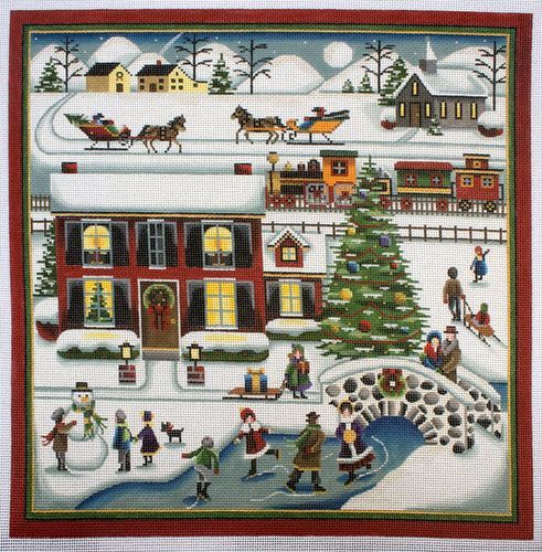 Rebecca Wood Designs The Skating Pond Needlepoint Canvas