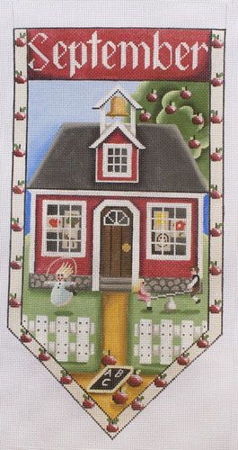 Rebecca Wood Designs September Cottage Banner Needlepoint Canvas