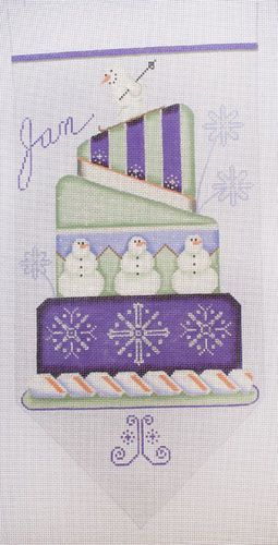 Rebecca Wood Designs Jan. Banner Cake Needlepoint Canvas