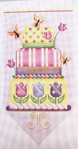 Rebecca Wood Designs Apr. Banner Cake Needlepoint Canvas