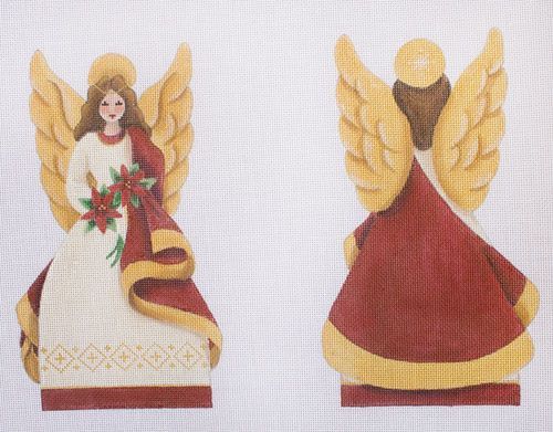Rebecca Wood Designs Poinsettia Angel Topper Needlepoint Canvas