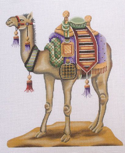 Rebecca Wood Designs Green Camel Needlepoint Canvas