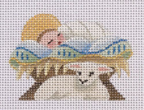 Rebecca Wood Designs Basket-Baby Jesus Needlepoint Canvas