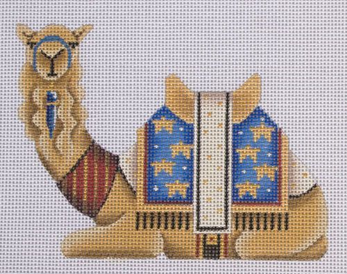 Rebecca Wood Designs Basket-Blue Camel Needlepoint Canvas