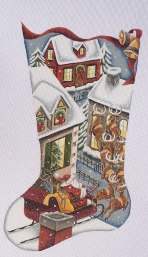Rebecca Wood Designs Up on the Roof Stocking Needlepoint Canvas - 18M